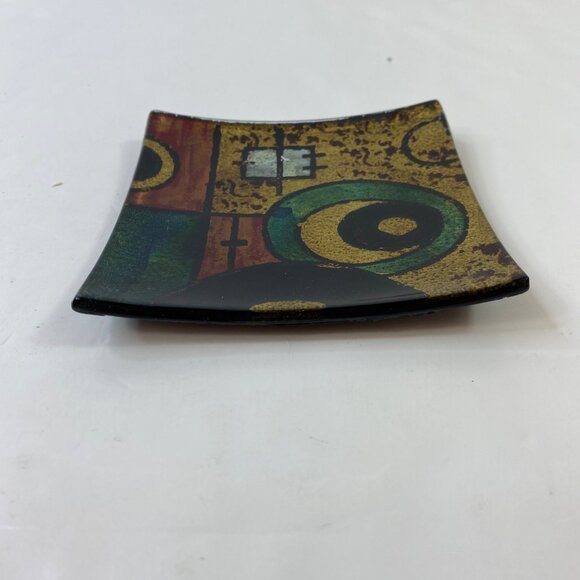 Vintage 1970s Spanish Artistic Abstract 4" Glass Dish - Picture 3 of 4
